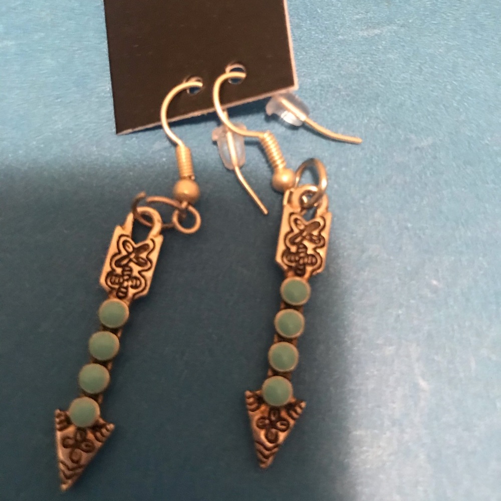 Turquoise and silver arrow earrings